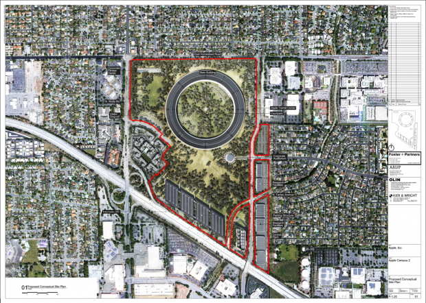 Pl&auml;ne f&uuml;r den Apple Campus 2 von Foster + Partner (Bild: Cupertino City Council)